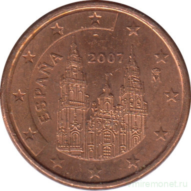 Монета. Испания. 1 цент 2007 год.