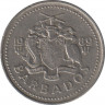 Монета. Барбадос. 10 центов 1989 год. ав.