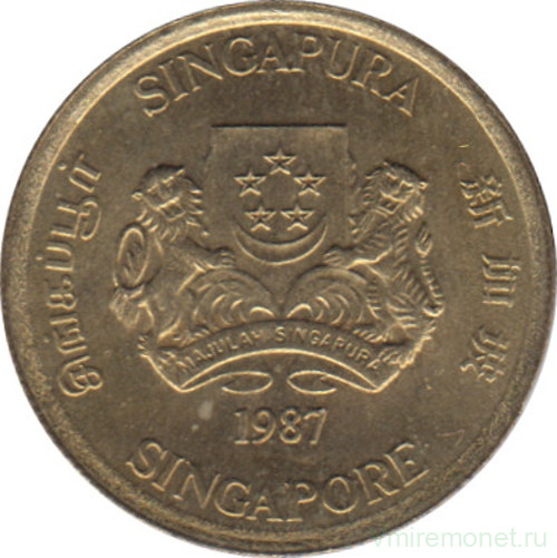 Монета. Сингапур. 5 центов 1987 год.