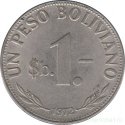 Монета. Боливия. 1 песо 1972 год.