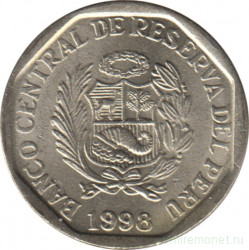 Монета. Перу. 50 сентимо 1998 год.