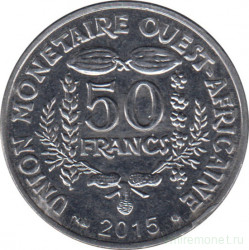 Монета. Западноафриканский экономический и валютный союз (ВСЕАО). 50 франков 2015 год.
