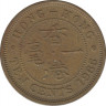 Монета. Гонконг. 10 центов 1965 год. ав.