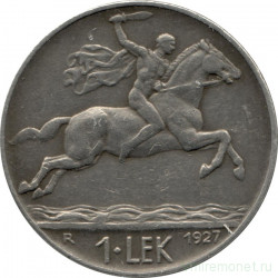 Монета. Албания. 1 лек 1927 год.