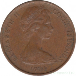 Монета. Острова Кука. 1 цент 1974 год.