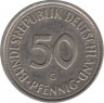 Монета. ФРГ. 50 пфеннигов 1990 год. Монетный двор - Карлсруэ (G). рев.