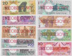Банкнота. Польша. Набор 9 банкнот 1, 2, 5, 10, 20, 50, 100, 200 и 500 злотых 1990 год. Изъятая серия.
