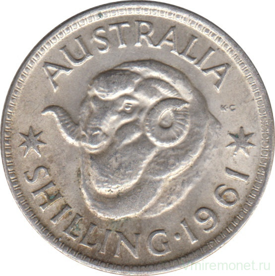 Монета. Австралия. 1 шиллинг 1961 год.