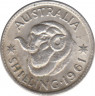 Монета. Австралия. 1 шиллинг 1961 год. ав.