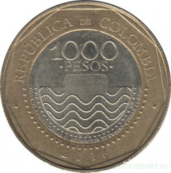 Монета. Колумбия. 1000 песо 2016 год.