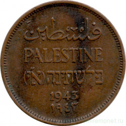 Монета. Палестина. 1 миль 1943 год.