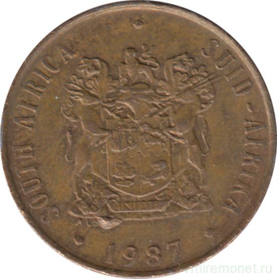 Монета. Южно-Африканская республика (ЮАР). 2 цента 1987 год.