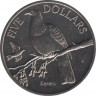 Монета. Новая Зеландия. 5 долларов 2001 год. Новозеландский плодоядный голубь. ав.