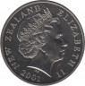 Монета. Новая Зеландия. 5 долларов 2001 год. Новозеландский плодоядный голубь. рев.