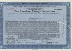 Акция. США. "Pan American Airways Corporation". 100 акций 1945 год.
