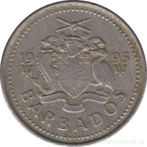 Монета. Барбадос. 10 центов 1995 год.