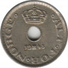  Монета. Норвегия. 10 эре 1945 год (никель). ав.