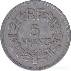 Монета. Франция. 5 франков 1950 год. Монетный двор - Бомон-ле-Роже(B).