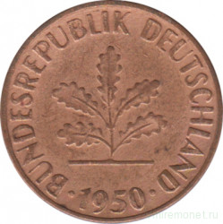 Монета. ФРГ. 1 пфенниг 1950 год. Монетный двор - Гамбург (J).