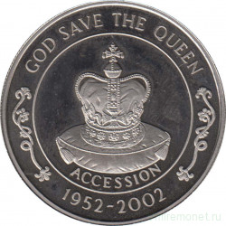 Монета. Остров Святой Елены. 50 пенсов 2002 год. 50 лет правления королевы Елизаветы II.