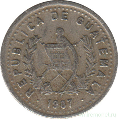 Монета. Гватемала. 5 сентаво 1987 год.