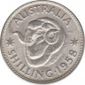 Монета. Австралия. 1 шиллинг 1958 год. ав.