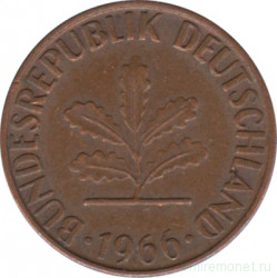 Монета. ФРГ. 1 пфенниг 1966 год. Монетный двор - Мюнхен (D).