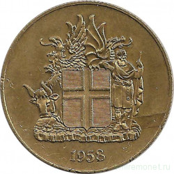 Монета. Исландия. 2 кроны 1958 год.
