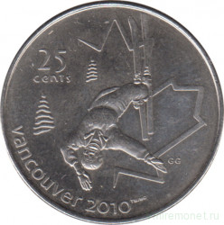 Монета. Канада. 25 центов 2008 год. XXI зимние Олимпийские игры. Ванкувер 2010. Фристайл.