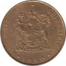 Монета. Южно-Африканская республика. 2 цента 1990 год. Старый тип. ав.