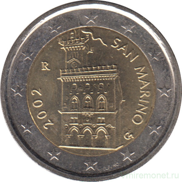 Монета. Сан-Марино. 2 евро 2002 год.
