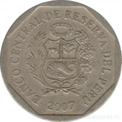 Монета. Перу. 50 сентимо 2007 год.
