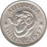 Монета. Австралия. 1 шиллинг 1957 год. ав.