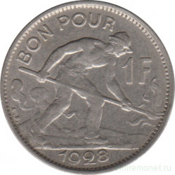 Монета. Люксембург. 1 франк 1928 год.