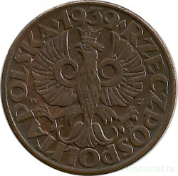 Монета. Польша. 5 грошей 1939 год.