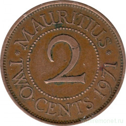 Монета. Маврикий. 2 цента 1971 год.