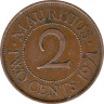Монета. Маврикий. 2 цента 1971 год.