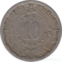 Монета. Мексика. 10 сентаво 1940 год.