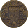 Монеты. Реюньон 20 франков 1955 год. рев.