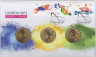 Монета. Австралия. Набор 3 монеты 1 доллар 2012 год. XXX летние олимпийские игры Лондон 2012. В конверте. конверт.