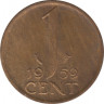 Монета. Нидерланды. 1 цент 1959 год. ав.