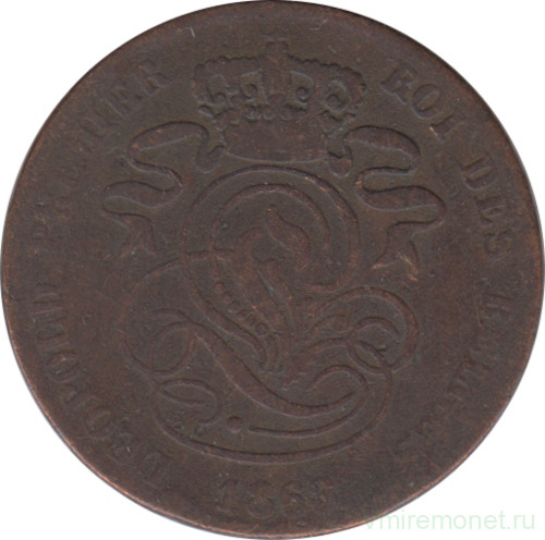 Монета. Бельгия. 2 сантима 1863 год.