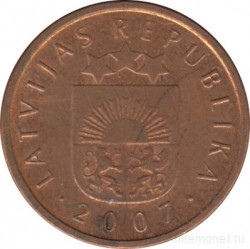 Монета. Латвия. 2 сантима 2007 год.