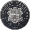 Монета. Андорра. 10 динаров 2008 год. Ски кросс. рев.