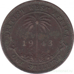 Монета. Британская Западная Африка. 1 шиллинг 1943 год.