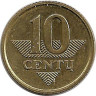 Реверс.Монета. Литва. 10 центов 1997 год.