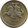Аверс.Монета. Литва. 10 центов 1998 год.