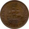 Монета. Южно-Африканская республика (ЮАР). 1/2 пенни 1958 год.