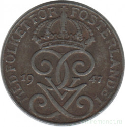 Монета. Швеция. 1 эре 1947 год.