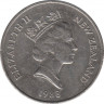 Монета. Новая Зеландия. 20 центов 1988 год. ав.